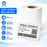 Rouleau d'étiquettes thermiques blanches longues 80x60mm, couchées, auto-adhésives pour codes-barres et entrepôt