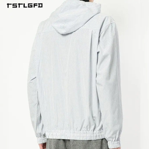 Sweat à capuche décontracté blanc à fines rayures pour homme, en coton respirant et taille élastique, design léger, idéal pour les commandes en gros - Product Image 2