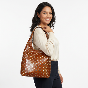 Vintage Studded Moroccan Handmade Shoulder <b>Tote</b> Women Genuine Leather Hobo <b>Bag</b> Large Capacity - Product Image 3