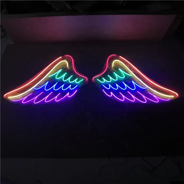 Asas de anjo de acrílico flexível fixadas na parede, 12v, sinais de neon personalizados, envio direto