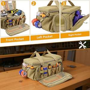 กระเป๋าใส่ของอเนกประสงค์กันแรงเสียดทานด้านล่างสีน้ำตาลอ่อนกันเสียดสีสำหรับผู้ชายกระเป๋าใส่ของอเนกประสงค์สำหรับช่างซ่อมช่วงยุทธวิธี - Product Image 4