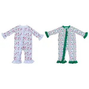 Pagliaccetti natalizi per bambini pigiama con volant dormienti neonati vestiti per bambina vestiti stampati per bambini