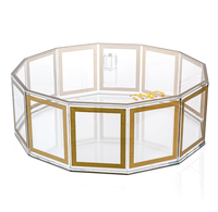 Boîte à gâteau Matsa en acrylique de taille personnalisée, récipient de stockage carré avec couvercle en forme de dodécagone à paillettes argentées pour l'organisation d'outils