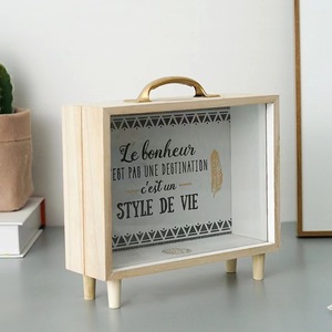 Hucha Rectangular Transparente de Madera, Caja de Ahorros para Niñas, Caja Portátil para Coleccionar Boletos de Cine, Creativa para Escritorio - Product Image 3