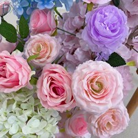 Rangkaian Bunga Artificial Pink Putih Ungu Champagne Biru untuk Dekorasi Meja Pernikahan Grosir