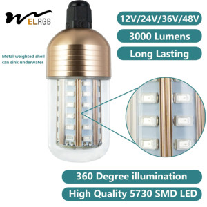 Luce LED Subacquea 12V 30W IP68 Impermeabile per Pesca Notturna, Lampada Verde e Bianca per Esplorazione Subacquea - Product Image 4