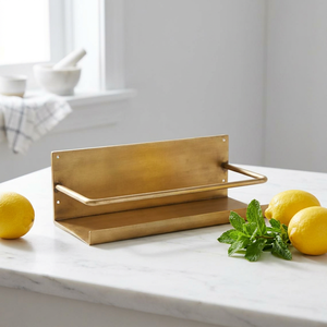 Étagère murale en laiton, design minimaliste rectangulaire, organisateur de cuisine, étagère en métal durable - Product Image 1