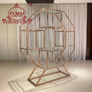 Wedding Event Decoration Modern Fashion Freestanding Steel Glass Wine Rack with Bar Back Components - Product Image 6