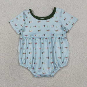 Sibling Baby Boys Girls Ducks Hunting Shorts Set Pockets Knee Length Dress Rompers - Product Image 4