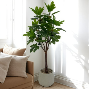 شجرة تين صناعية معتمدة بالأشعة فوق البنفسجية مخصصة للديكور الداخلي والخارجي للمنزل والمكتب مع سلة من حبل القطن - Product Image 2