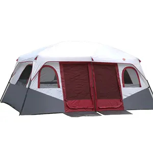 テントハウスサプライヤーカスタマイズ6人屋外家族テントキャンプ、テントキャンプ二重層2ベッドルームキャンプパオte