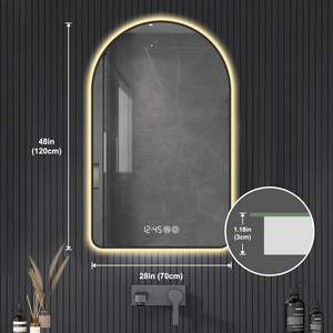 DB 28 "x 40" miroir LED arqué pour salle de bain temps température affichage rétro-éclairage Anti-buée Dimmable avec trois couleurs pour cosmétiques - Product Image 4