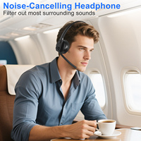 Headset Bluetooth Nirkabel Over Ear dengan Mikrofon Peredam Kebisingan untuk Kerja Jarak Jauh di Kantor