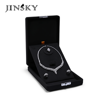 Boîte d'emballage de bijoux en microfibre de luxe personnalisée avec logo Jinsky pour bagues et colliers - Fermeture à boucle durable et portable