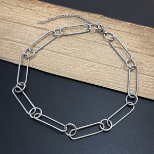 <span class=keywords><strong>Collier</strong></span> ras du cou VAF distinctif à chaîne ovale rectangulaire pour hommes en acier inoxydable - Product Image 2
