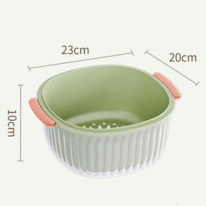 Cesta coladora de plástico de 2 niveles para frutas y verduras, duradera, apilable, con bandeja para lavado en la cocina - Product Image 2