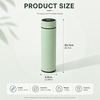 Bouteille d'eau personnalisée 17oz 500ml peinture en caoutchouc mate de voyage en acier inoxydable thermique intelligent isolé infuseur affichage de la température