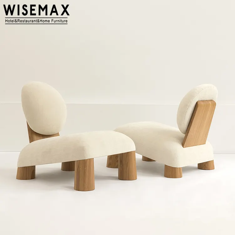 Wisemax Meubels Groothandel Retro Stijl Stof Seat Fauteuil Aangepaste Natuurlijke Massief Houten Vrijetijdsbesteding Stoel Thuisgebruik Woonkamer