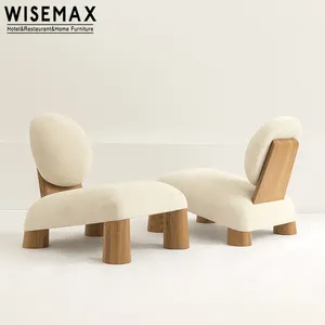 WISEMAX 가구 도매 레트로 스타일 패브릭 좌석 안락 사용자 정의 자연 단단한 나무 레저 의자 홈 사용 거실