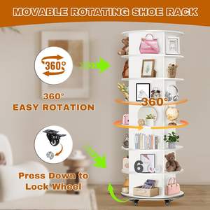 <span class=keywords><strong>Zapatero</strong></span> Giratorio de 7 Niveles con 4 Ruedas Universales, Diseño Giratorio de 360°, Multifuncional, Independiente, para Almacenamiento y Exhibición - Product Image 3