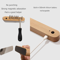 Mini lampe LED à détecteur de mouvement en bois minimaliste, blanc chaud, magnétique, rechargeable par USB, à coller, pour placard, armoire
