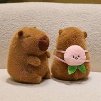 Mainan mewah kustom buatan Kapybara dengan Hamburger di belakangnya mainan mewah kreatif dan menyenangkan boneka Hadiah favorit anak-anak