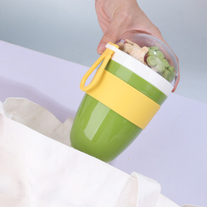 Color-<b>blocked</b> Portable Breakfast Cup With Seal Lid For Office And School Use Mixed Colors Cylinder <b>Shape</b> - Product Image 4