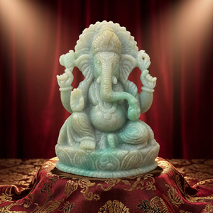 Estatua de Ganesha de Amazonita Tallada a Mano, Estilo Art Deco, 7 Pulgadas, Escultura de Cristal Única, Decoración de Lujo para Bodas y Hogar - Product Image 5