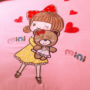 Geborduurd 100% Katoen Kinderen Cartoon Beddengoed Set Dekbedovertrek Quilt Deken - Product Image 5