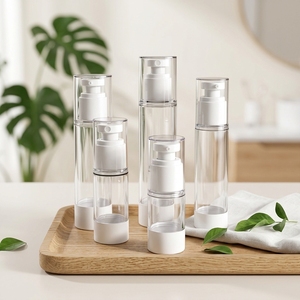 Emballage de soins de la peau en plastique rechargeable haut de gamme 120 ml 100 ml 50 ml 15 ml 5 ml Bouteille à pompe à crème sans air - Product Image 1