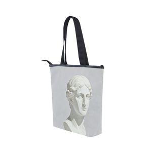 Bolsa de Lona con Estampado de Busto de Mármol, Bolso de Hombro con Cierre de Cremallera, Gran Capacidad, para Uso Diario - Product Image 4