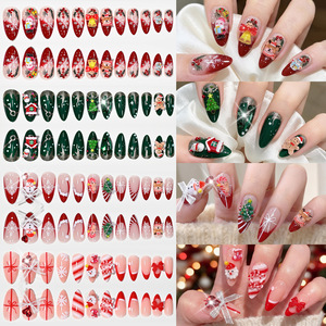 Wholesale Christmas Press On <b>Nails</b> 96pcs <b>Boxed</b> Santa Claus Christmas Tree Snowman Finished False <b>Nail</b> Tips Holiday Fake <b>Nails</b> - Product Image 3