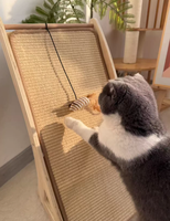 Griffoir vertical moderne en bois massif pour chat, hauteur réglable, résistant à l'usure, sans copeaux, avec corde en chanvre, arbre à chat et jouet