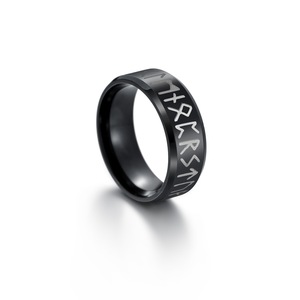 Vente chaude transfrontalière à <span class=keywords><strong>prix</strong></span> bas : <span class=keywords><strong>Bague</strong></span> ouverte pour homme en acier inoxydable plaqué argent avec lettre viking et rune Lune, vente en gros - Product Image 1