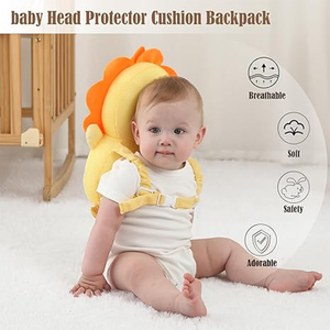 Protector de cabeza de bebé personalizado, mochila para prevenir la caída hacia atrás del bebé, Protector de cabeza de peluche de León para niñas recién nacidas y niños - Product Image 2