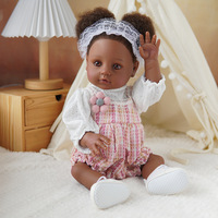 Poupée Reborn de 18 pouces en peau noire, poupée nouveau-né réaliste, jouet compagnon, cadeau pour enfants