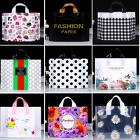 Sac de courses en plastique PP transparent avec poignée, personnalisé, biodégradable, pliable, recyclable, pour t-shirts, dessins animés, épicerie, rangement