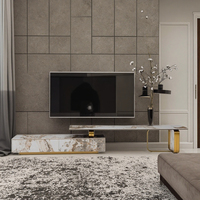 Support de télévision doré de haute qualité, moderne et extensible, Table télé, idéal pour un salon