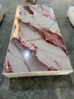 Panneau mural décoratif en PVC brillant MORLENX, feuille de marbre UV Agate Or Rose Blanc, pour la décoration intérieure de villas et d'hôtels de luxe
