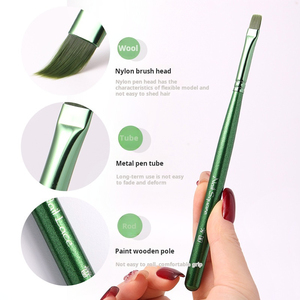 12pcs Green Wooden Handle Nail Brush <b>Set</b> with Pencil Bag Liner Drawing Pen Custom Logo Salon Manicure Nail Art Brush - Product Image 2