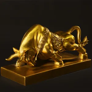 China design personalizado dropship latão bull escultura de alta qualidade de latão dourado estátua de touro