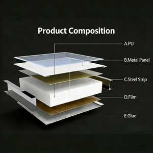 Panneau sandwich en <span class=keywords><strong>mousse</strong></span> de <span class=keywords><strong>polyuréthane</strong></span> haute performance, imperméable, ignifuge, <span class=keywords><strong>isolation</strong></span> thermique pour atelier industriel, entrepôt - Product Image 4