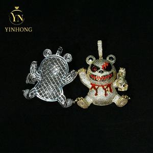 Colgante de Joyería Hip Hop VVS Moissanite de Plata 925 con Diseño de <span class=keywords><strong>Oso</strong></span> Mago Violento Iced Out para Hombre - Product Image 3