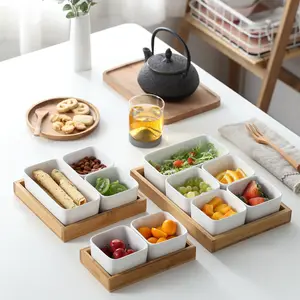 New Design Desserts chale kreative Trocken frucht Box Neujahr Obst tablett Trennwand Keramik mehrzellige Süßigkeiten Snack Tablett