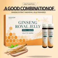 Liquide oral au ginseng et à la gelée royale 25ml*10 flacons PP, extrait de Panax Ginseng, boisson santé, complément énergétique, OEM, marque privée
