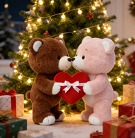 Ours en peluche en forme de cœur pour couple, animaux en peluche doux, rembourrage en coton PP, 100% polyester, unisexe, pour mariage, Saint-Valentin