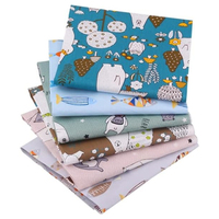 Tela acolchada de 100% algodón con estampado de dibujos animados, tejido acolchado para manualidades, costura, artesanía, oso y pez, venta al por mayor