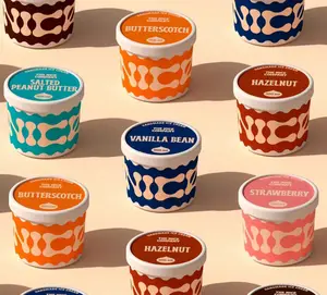 Biodegradable Custom Disposable Ice Cream Cups 2.5oz 4oz 5oz 6oz 8oz 10oz Wholesale Ice Cream Paper Cup With Lids And Spoon