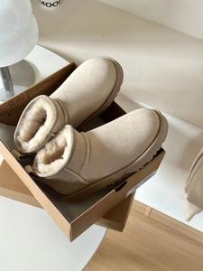 הסיטונאי חורף עור אמיתי נערה נגד החלקה פרווה פרווה חמה פרווה קצרה שלג קצר לוח מגפי נשים - Product Image 6