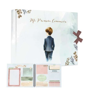 Libro de Comunión Apaisado para Niños 30x23.5cm, Álbum de Fotos con Encuadernación en Espiral de Papel DIY, Suministros Elegantes para Eventos Religiosos, Barnizado Mate - Product Image 1